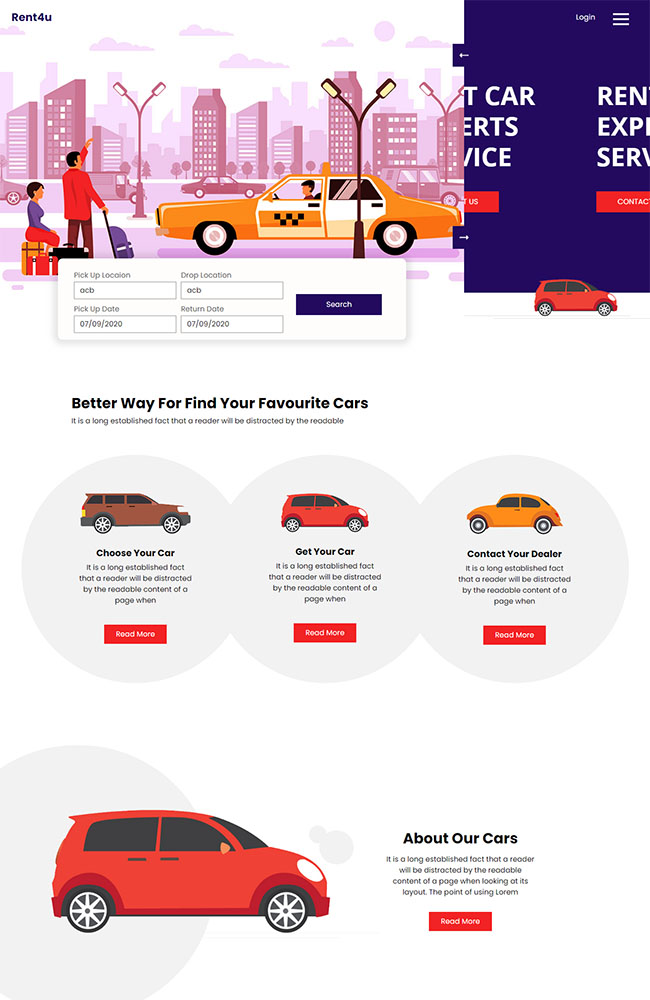 一站式商务租车平台网站模板图片