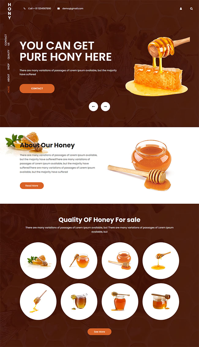 蜂蜜生产厂家网站模板图片