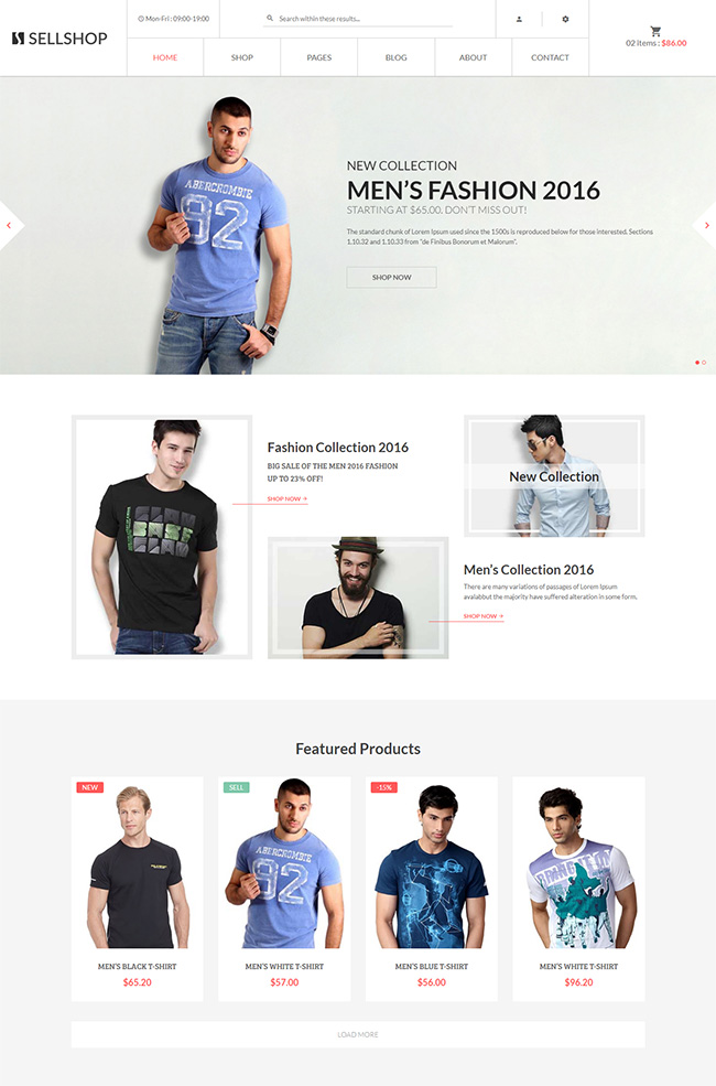 时尚男装T恤电商网站模板图片