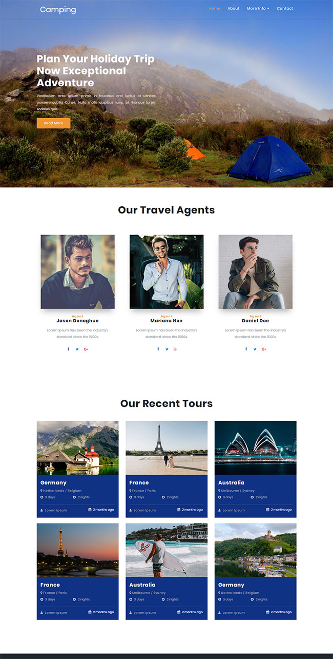 野外露营旅游静态html5模板图片