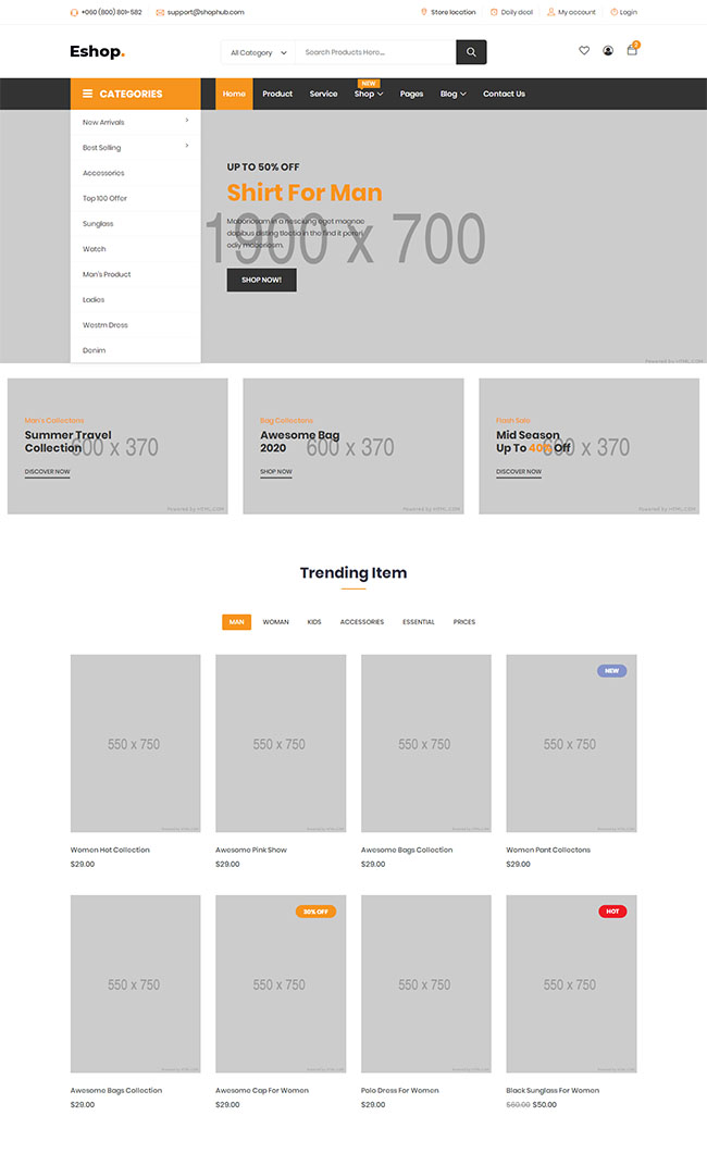 网上产品销售商店静态html5模板图片