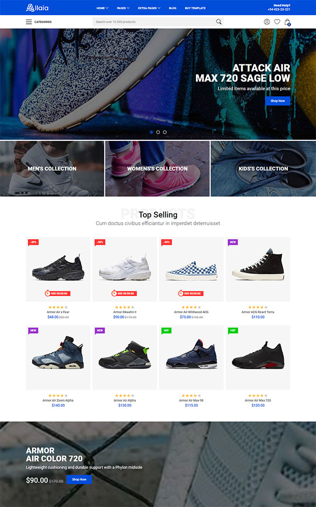 时尚运动鞋购物网站模板图片