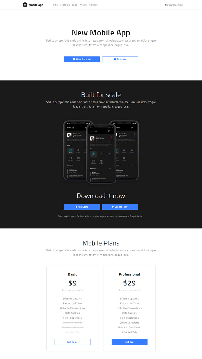 Mobile App网站模板图片