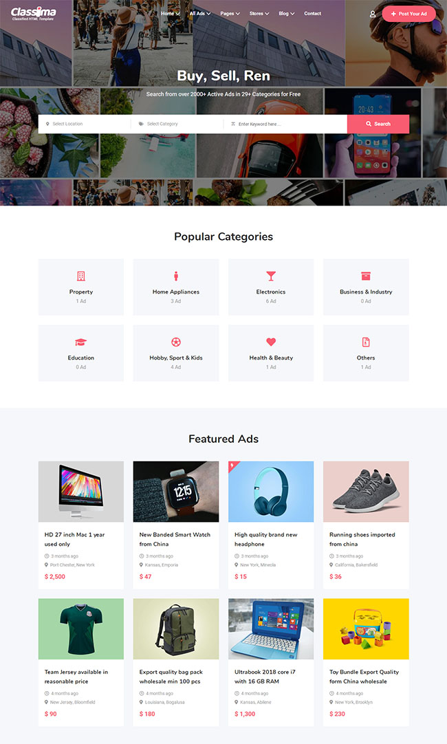 分类商店平台网站模板图片